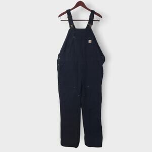 Carhartt Womens Weathered Duck Canvas Wildwood Bib Overalls Black Sz Lg (12-14)